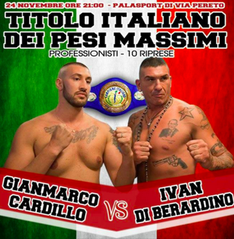 Il 24 Novembre ad Avezzano Di Berardino vs Cardillo con in palio il Titolo Italiano Massimi #ProBoxing