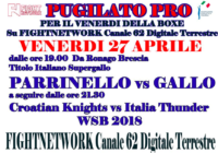 Programmazione Pugilistica Fight Network Italia del 27/04 pv