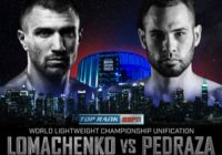 Domani Vasyl Lomachenko affronta Jose Pedraza per unire WBO e WBA