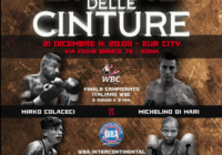 Il 21 dicembre a Roma la Notte delle Cinture: Main Event Titolo WBA Int. Superleggeri Donne e Finale Trofeo CINTURE WBCFPI Leggeri