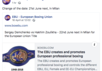 Anticipato al 21 Giugno il Match Demchenko vs Zoulikha per il Titolo UE Medomassimi
