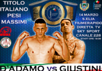 Il 14 Marzo p.v. Giustini vs D’Adamo per la Cintura italiana Massimi – INFO SOTTOCLOU