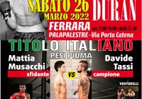 Il 26 marzo a Ferrara Tassi vs Musacchi per il Tricolore dei Piuma
