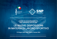 Il 10 Giugno a Pompei Corso di aggiornamento nazionale “Le nuove disposizione in materia di lavoro sportivo dilettantistico” per Dirigenti di Società e Associazioni Sportive affiliate FPI